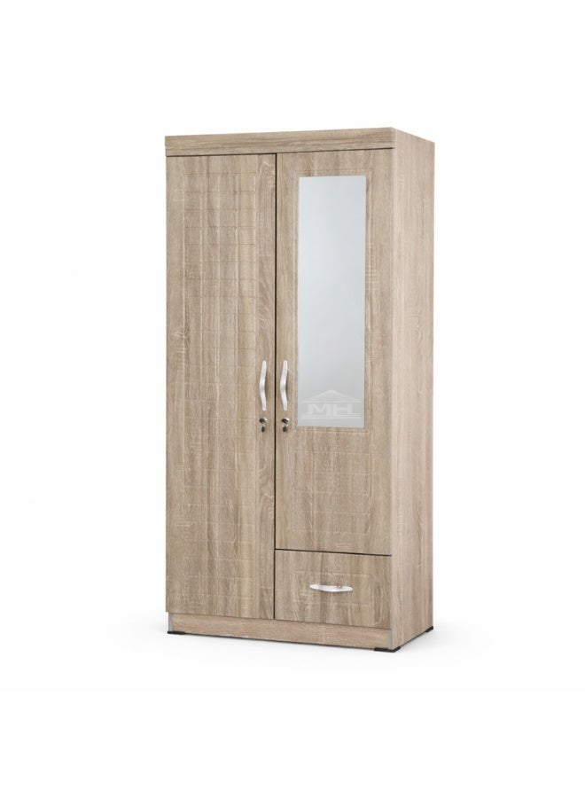 Multi Home Furniture 2 Door Wooden Wardrobe MH-8821 Grey Cabinet Cupboard Engineered Wood Perfect Modern Stylish Heavy Duty With Mirror - Image 2